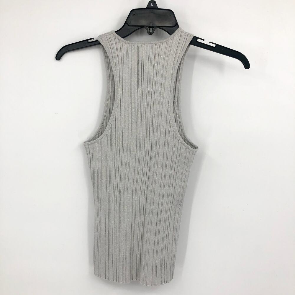 MADEWELL Signature Shimmer Cutaway Sweater Tank Small Silver Vapor Knit NWT - Picture 6 of 10